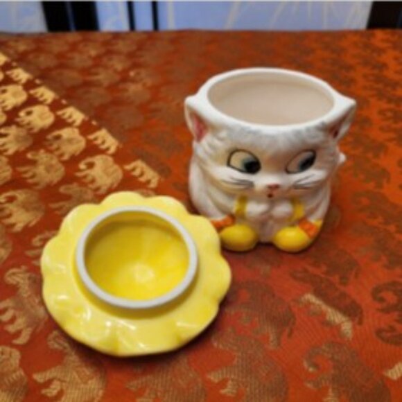 Rare Vintage Lefton Cuddles the Cat/Sunshine Tea Pot Set w/ Cream & Sugar - Picture 9 of 16